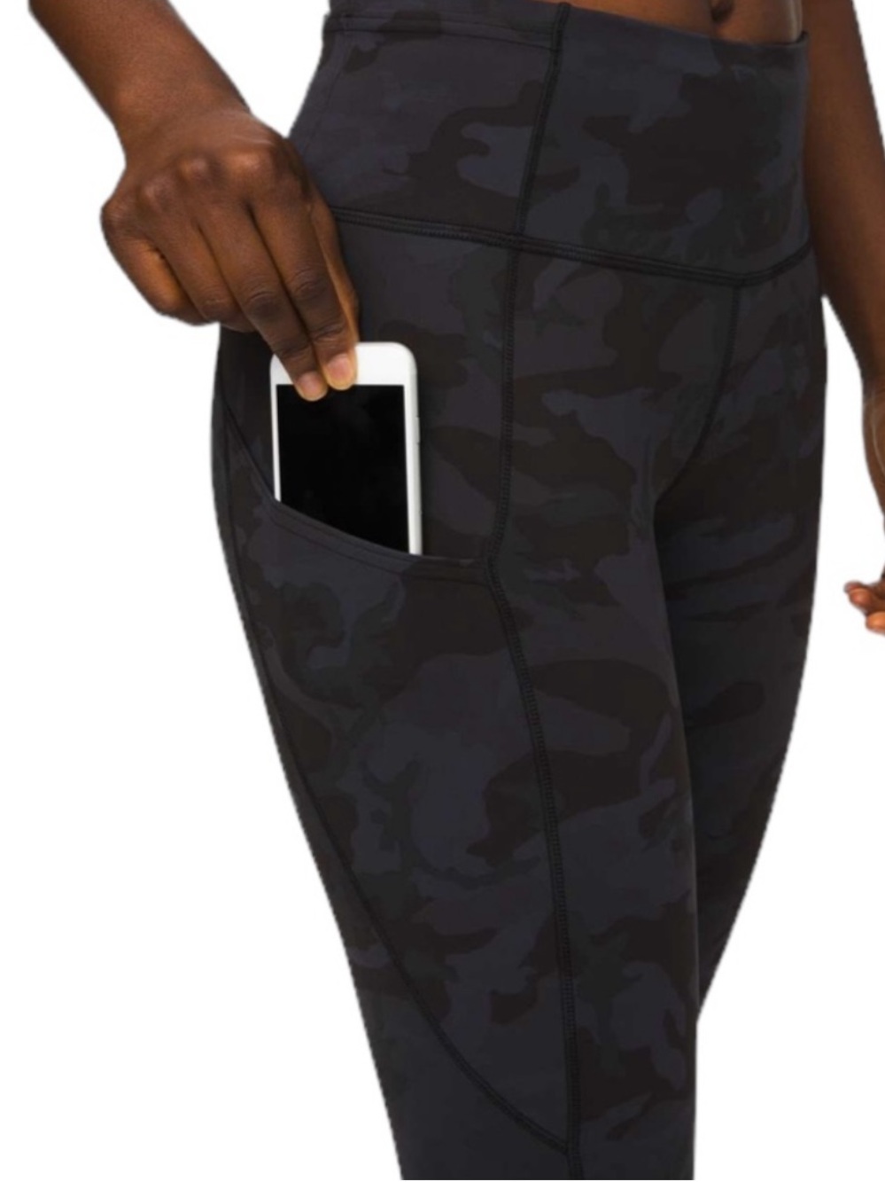 Lululemon Fast and Free Crop II 19” Navy/Gray Camo Leggings - Picture 2 of 8